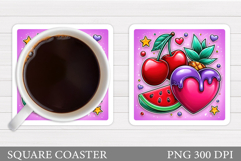 Watermelon Coaster Design. Cherry Coaster Sublimation Product Image 1