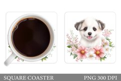Cute Dog Coaster Design. Spring Coaster Sublimation Product Image 1