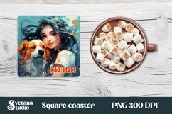 Dog mom square coaster sublimation | Animal coaster design