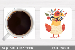 Chicken Coaster Design. Funny Chicken Coaster Sublimation Product Image 1