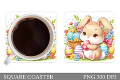 Easter Bunny Coaster. Easter Square Coaster Sublimation Product Image 1