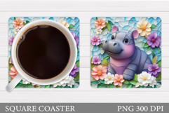 Hippopotamus Coaster Design. Hippopotamus Sublimation Product Image 1