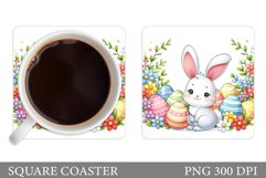 Easter Bunny Coaster. Easter Square Coaster Sublimation Product Image 1