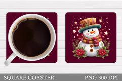Cute Snowman Coaster Design. Christmas Coaster Sublimation Product Image 1