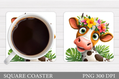Cute Cow Coaster Design. Cute Cow Sublimation Product Image 1