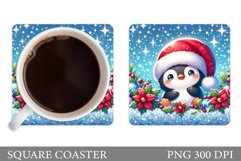 Christmas Penguin Coaster. Christmas Coaster Sublimation Product Image 1