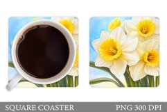Daffodils Coaster Sublimation. Flowers Coaster Design Product Image 1