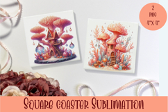 Fairy sea mushroom house Coaster Sublimation png Product Image 1