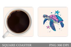 Sea Turtle Coaster Design. Turtle Coaster Sublimation Product Image 1