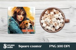 Dog mom square coaster sublimation | Dog coaster PNG design