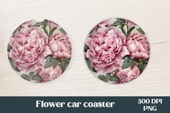 Peony car coaster sublimation | Flower coaster PNG design