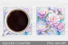 Flowers Coaster Sublimation. Floral Coaster Design Product Image 1