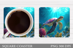 Sea Turtle Coaster Design. Turtle Coaster Sublimation Product Image 1