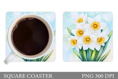 Daffodils Coaster Design. Flowers Coaster Sublimation Product Image 1