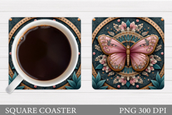 Butterfly Coaster Sublimation. Butterfly Coaster Design Product Image 1