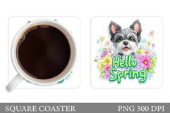 Spring Dog Coaster Design. Spring Coaster Sublimation Product Image 1