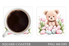 Easter Bear Coaster Sublimation. Easter Coaster Design Product Image 1