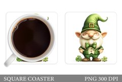 St Patrick Gnome Coaster. St Patrick Coaster Sublimation Product Image 1