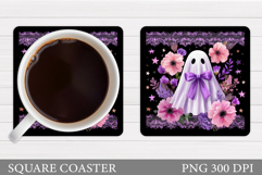 Ghost Coaster Sublimation. Halloween Coaster Design Product Image 1