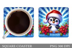 Christmas Penguin Coaster. Cute Penguin Sublimation Product Image 1
