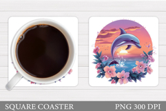 Dolphin Coaster Design. Dolphin Sublimation Product Image 1