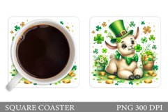 St Patrick Lama Coaster. St Patrick Coaster Sublimation Product Image 1