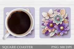 Butterflies Coaster Design. Butterfly Roses Coaster Product Image 1