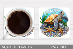 Sea Turtle Coaster Design. Turtle Coaster Sublimation Product Image 1
