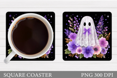 Ghost Coaster Sublimation. Halloween Coaster Design Product Image 1