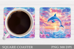Dolphin Coaster Sublimation. Sea Coaster Design Product Image 1