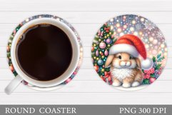 Christmas Bunny Coaster. Cute Bunny Coaster Sublimation Product Image 1