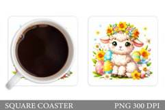 Easter Lamb Coaster Sublimation. Easter Coaster Design Product Image 1