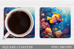 Cute Fish Coaster Design. Fish Coaster Sublimation Product Image 1
