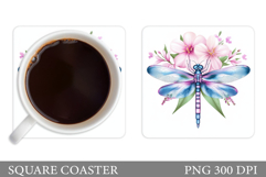 Dragonfly Coaster Design. Dragonfly Coaster Sublimation Product Image 1