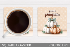 Pumpkin Coaster Design. Flowers Coaster Sublimation Product Image 1