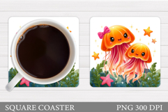 Cute Jellyfish Coaster Design. Cute Jellyfish Sublimation Product Image 1