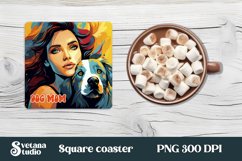 Dog mom square coaster sublimation design