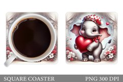 Valentines Elephant Coaster. Cute Elephant Coaster Design Product Image 1