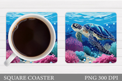 Cute Turtle Coaster Design. Cute Turtle Coaster Sublimation Product Image 1