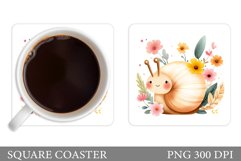 Snail Coaster Design. Flowers Coaster Sublimation Product Image 1