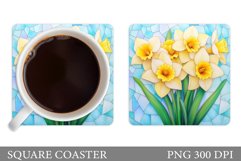 Daffodils Coaster Design. Flowers Coaster Sublimation Product Image 1