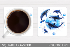 Whale Coaster Design. Whale Coaster Sublimation Product Image 1