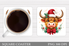 Christmas Cow Coaster. Christmas Cow Coaster Sublimation Product Image 1