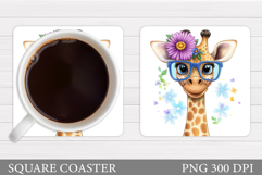 Cute Giraffe Coaster Design. Cute Giraffe Sublimation Product Image 1