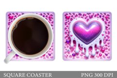 Heart Coaster Sublimation. Valentine Square Coaster Design Product Image 1