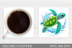 Sea Turtle Coaster Design. Turtle Coaster Sublimation Product Image 1
