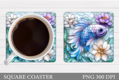Cute Fish Coaster Design. Fish Coaster Sublimation Product Image 1