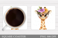 Cute Giraffe Coaster Design. Cute Giraffe Sublimation Product Image 1