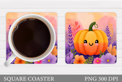 Cute Pumpkin Coaster. Cute Halloween Coaster Sublimation Product Image 1