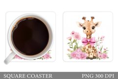 Cute Giraffe Coaster Design. Cute Giraffe Sublimation Product Image 1